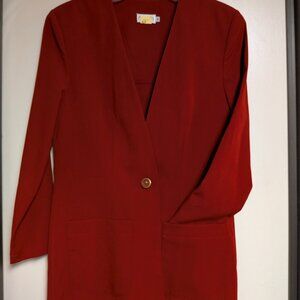 Chem Brand Size 8 Dress Jacket - Retro with shoulder pads deep red or orange